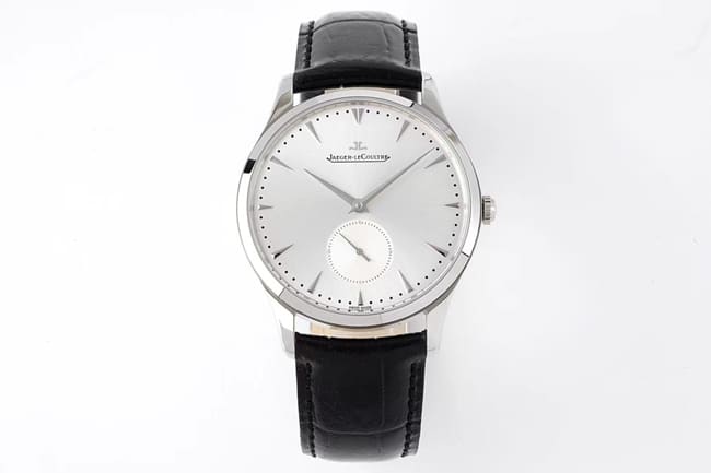 ZF Jaeger-LeCoultre Master Ultra-Thin Men’s White Dial Black Strap Quartz Watch with Small Seconds, Superior Craftsmanship Replica