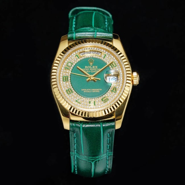 Rolex 36mm Rolex Day-Date 36mm Super Clone Men’s Watch with Green Dial and Strap, Automatic Mechanical, Top Quality Craftsmanship