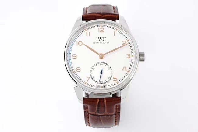 ZF Factory IWC Portuguese Series Super Clone Watch for Men, 40 mm White Dial, Brown Strap, Automatic Mechanical Movement, ZF IWC IWC with Polished Lugs