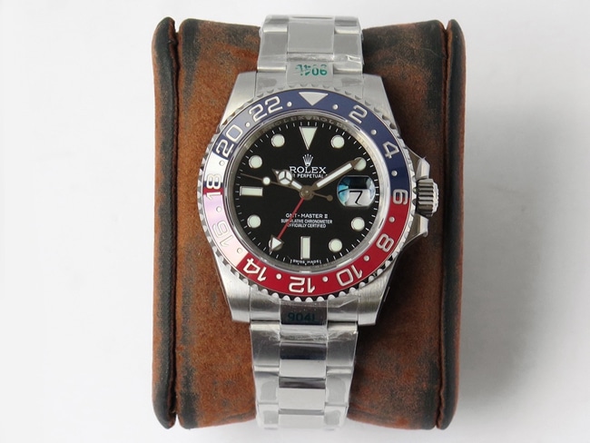 GS Factory's Super Clone Rolex GMT-Master II Men's Black Dial Steel Strap with Ceramic Bezel