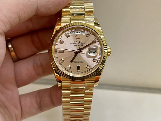 Rolex Datejust 36mm Men's Steel Gold Strap Watch with Real Diamonds, Large Super Clone Quality