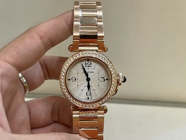 Customized Cartier Cartier Key Series 18k Rose Gold Women’s Watch with CNC Diamonds and Steel Strap