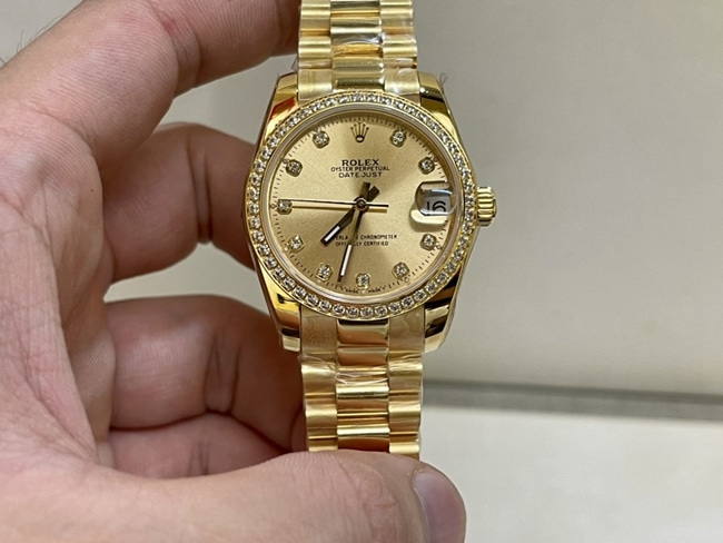 Rolex 31mm Women’s 24K Gold Steel Strap South Africa Genuine Diamonds Watch