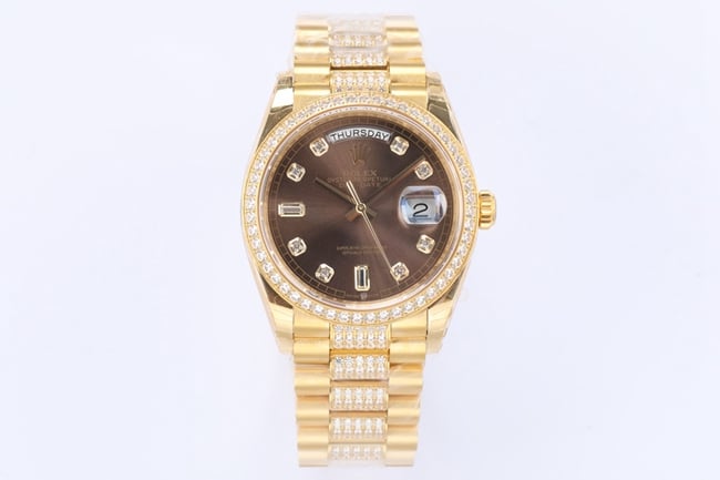Rolex Day-Date 36 Gold Plate Automatic Steel Strap CollectWatch with EW Factory Craftsmanship