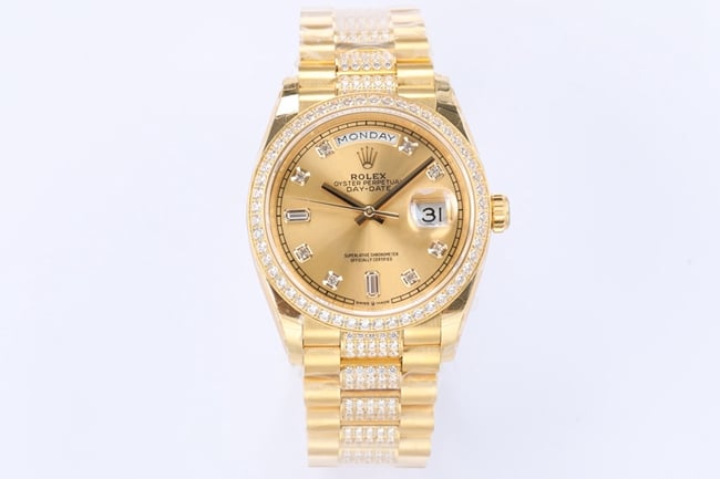 EW Top CollectRolex Day-Date 36 Men's Gold Plate Gold Strap Automatic Mechanical Weekly Log Watch with Oyster Case Craftsmanship