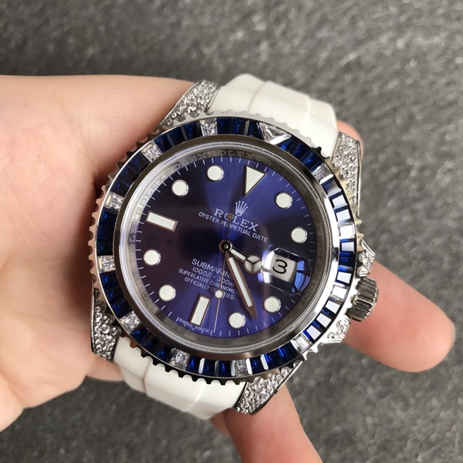 Top-quality CollectRolex Rolex men's Submariner v3 automatic mechanical watch with blue dial, rubber strap, and 904 steel case