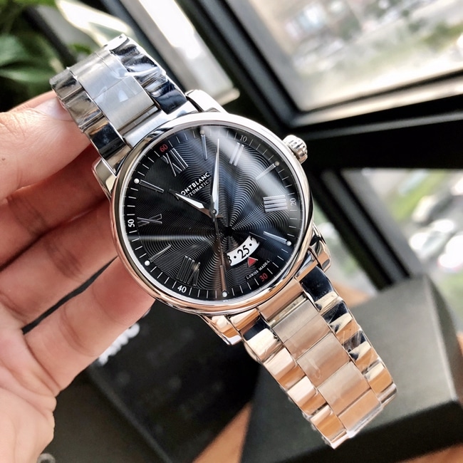 Original Montblanc Men's 4810 Series Automatic Mechanical Watch White Plate Steel Strap with Stellar Decorative Surface