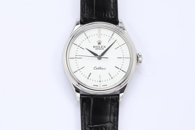 EW Factory Rolex Cellini Time 39mm CollectSelf-Winding Caliber 3132 Men's White Dial Automatic Leather Strap Watch