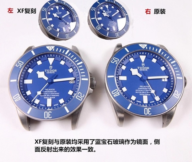 Revisión comparativa del XF Tudor Leader Submarine Blue Tomahawk genuino versus falso con diferencias de artesanía