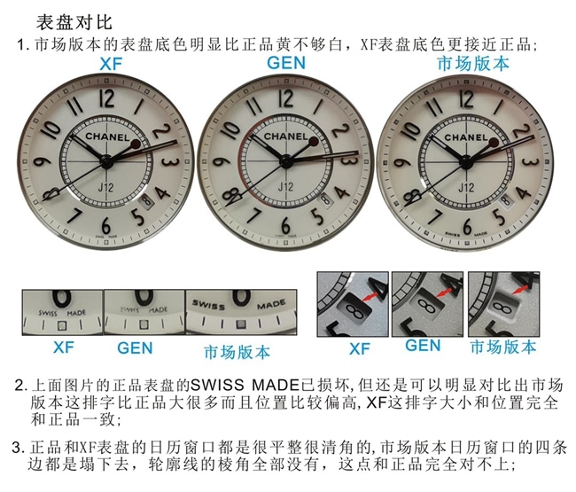 Réplique de la montre en céramique XF Chanel série J12 Qualité et fabrication J12 Examen réel ou faux