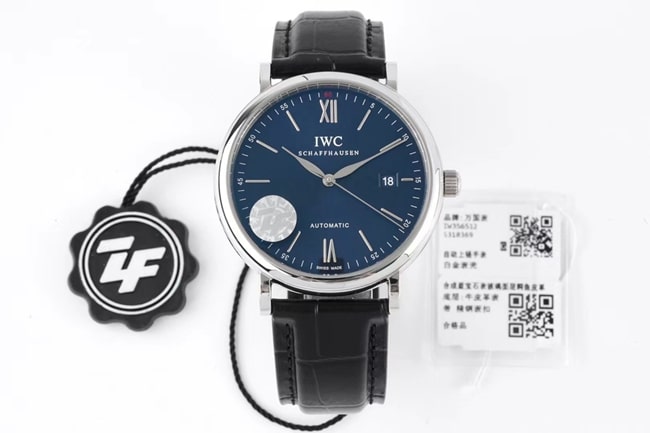 ZF Top Factory CollectUniversal Automatic Mechanical Portofino Series Watch – Blue Dial, Black Strap, Elegant Formal Style