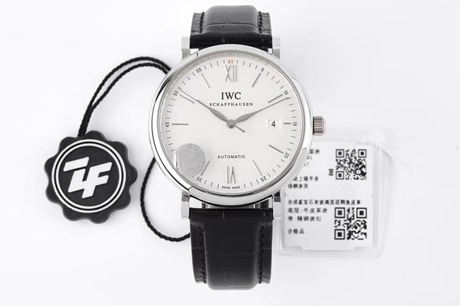 ZF Top CollectPortofino Automatic Mechanical Watch with Elegant White Dial and Leather Strap