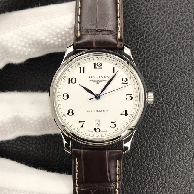 MK factory top-tier Collectwatch Longines men's white dial brown belt famous craftsman series automatic movementleather strap watch front view