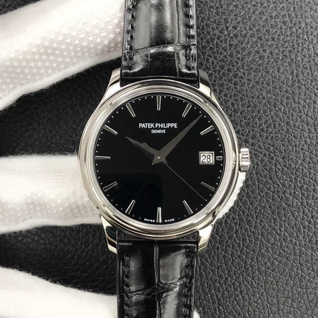 Patek Philippe Calatrava 5227G-010 3K factory men's classical 1:1 super A fine imitation black lacquered dial white gold case