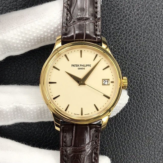 3K Factory Patek Philippe Calatrava Super Clone Men's Ivory Lacquered Dial Yellow Gold Model 5227J-001