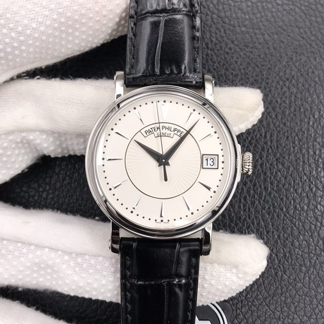 ZF Factory Patek Philippe Calatrava men's classical watch, hand-engraved silver-white dial, top 1:1 super clone 5153G-010
