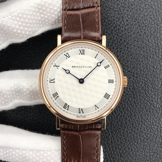 Elegante Breguet Classic Serie 5177.V3 aus Weißgold mit Paris Hobnail-Emaille-Zifferblatt