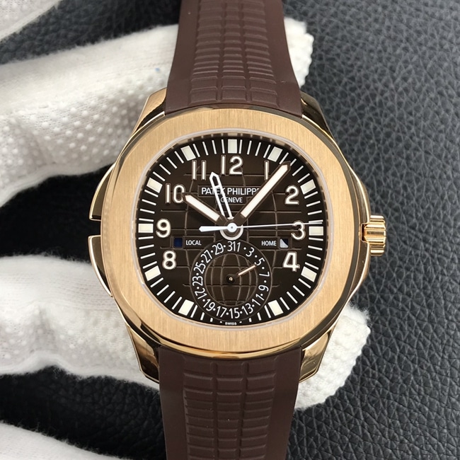 ZF Patek Philippe Aquanaut 5164R-001 men's 1:1 super A replica with self-winding caliber, rose gold case, and brown embossed dial