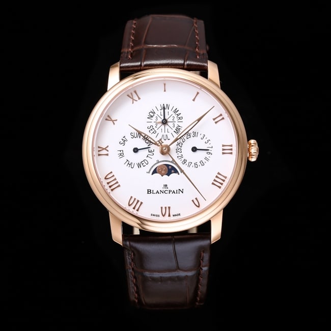 Top CollectWatches Blancpain Blancpain Classic Series 6656 Men's White Plate Brown Strap Automatic Mechanical Watch – Highly Waterproof Stable Timekeeping