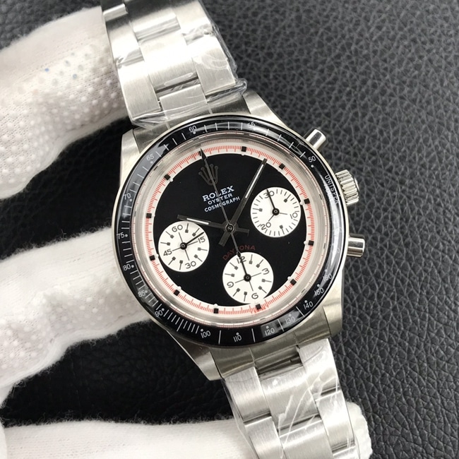 Rolex Vintage Paul Newman Series Men's Black Disc Steel Band Mechanical Watch - Elegant Collectwith Snailed Mirrors