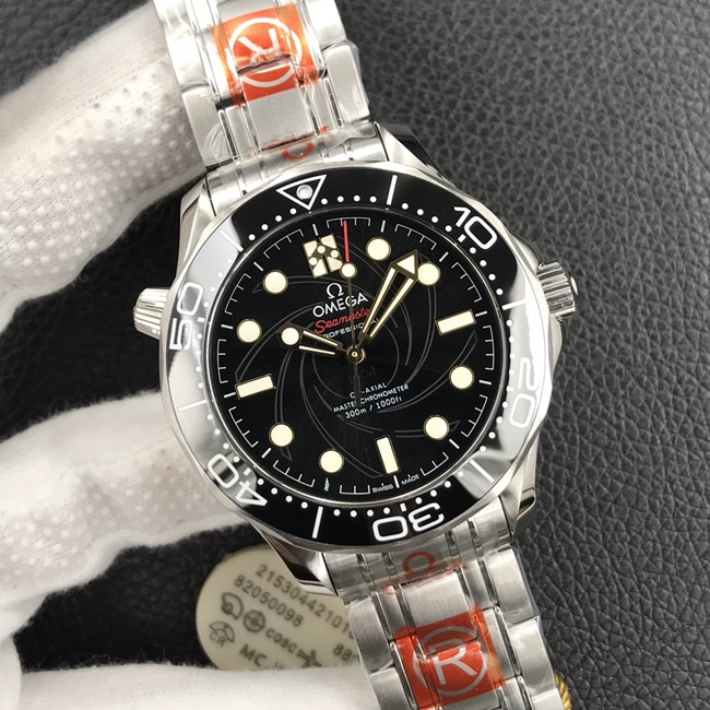OR Factory Super Clone Omega Seamaster 300M Black Dial Steel Strap Automatic Watch with Ceramic Dial