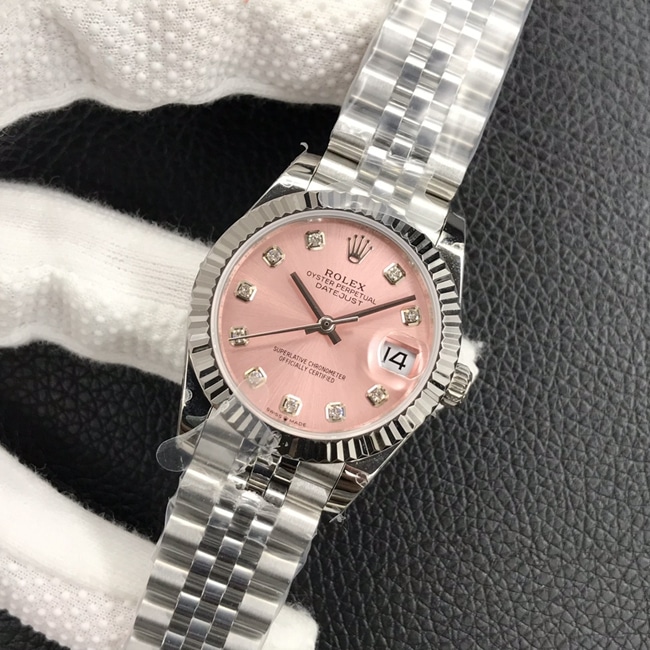 Rolex Women's CollectDatejust 31MM Mechanical Watch with Pink Plate Steel Band - Large Factory Quality