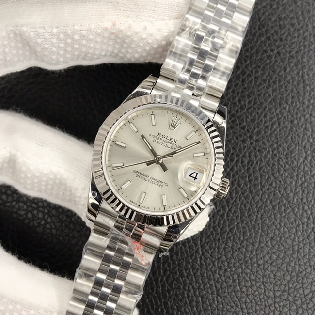 Rolex Rolex Women's Top Super Clone CollectWatches Logotype 31MM White Dial Steel Strap Mechanical Watch