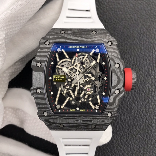 ZF Richard Mille RM035-2 Top Quality Super Clone Black Plate White Rubber Band Automatic Mechanical Watch