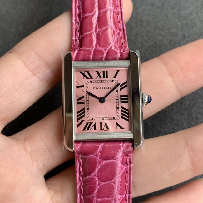 K11 Cartier Women's Tank Series Pink Plate Pink Strap Watch - Top Perfect CollectUpgrade V2