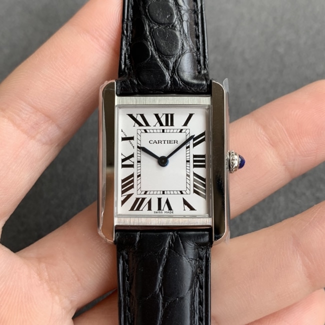 K11 Factory Top CollectCartier Tank Series Women's White Dial Black Strap Mechanical Watch – Perfect Details Upgrade V2