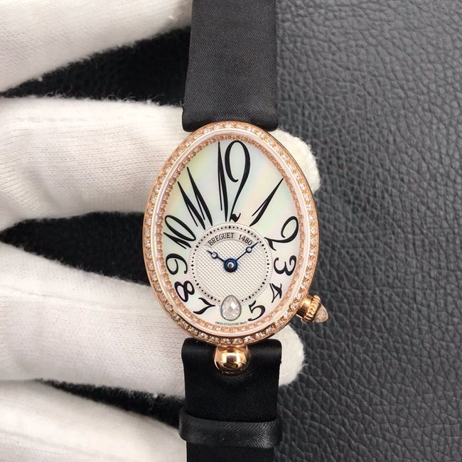 ZF Breguet Top Super Clone Factory CollectWomen's White-Dial Silk Strap Queen of Naples Series Watch – Goose-Egg Shape, Noble and Elegant