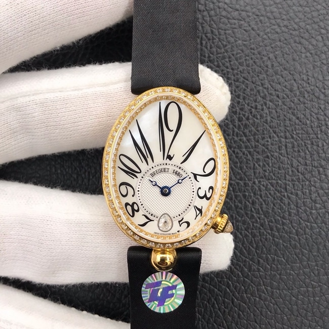 ZF Factory Breguet Neapolitan Queen Series Women's Watch, Goose-Egg Case with White Dial and Black Strap