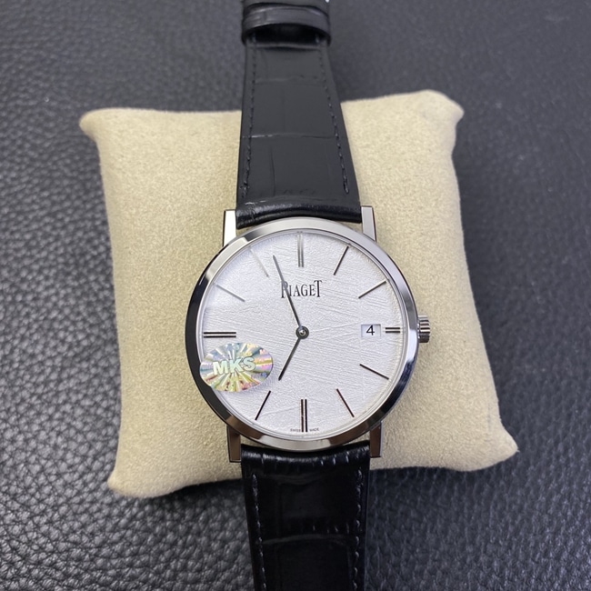 MKS Factory Top CollectWatches Piaget Men's White Plate Black Strap to Perfect Ultra-thin Series Belt Watch