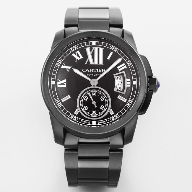 Top CollectWatches Cartier Men's Black Plate Steel Strap Caleb Series Automatic Mechanical Watches