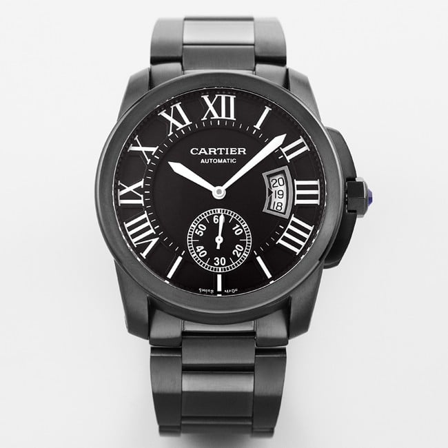 Cartier Top Replica Relojes Relojes mecánicos automáticos para hombre Serie Calibur Placa negra Correa de acero