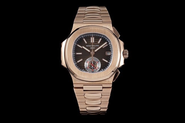 3K factory Patek Philippe men's sporty elegance nautilus rose gold steel belt super A replica with independent movement brown dial