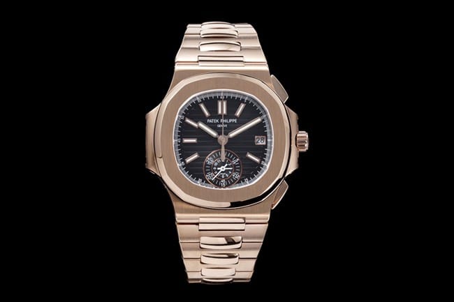 Patek Philippe Nautilus 5980/1R-001 V2 Version 3K Factory Multifunctional Chronograph with Real Small Seconds, Black Gradient Dial, Rose Gold Steel Strap 1:1 Super Clone