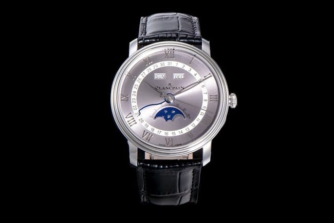 OM factory Blancpain V3 upgraded villeret classic 6654 men's gray dial black strap Collecttimepiece with precision movement