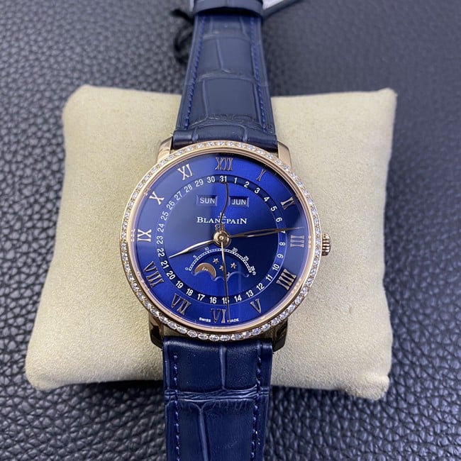 OM factory premium CollectBlancpain villeret classic series men's blue dial and blue strap timepiece with technological breakthrough
