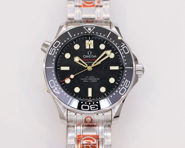OR Factory Premium CollectOmega 42mm Seamaster 300 Meter Men's Black Plate Steel Strap with Ceramic Dial