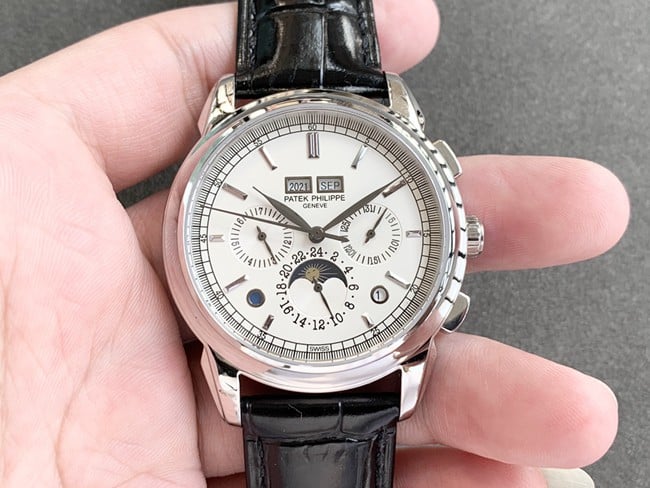 Patek Philippe Grande Complications Perpetual Calendar Chronograph Super Clone Timepiece Silver White Dial Model 5270G-001