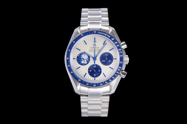 Premium Omega Super Clone Automatic Mechanical Snoopy Series Men's White Dial Steel Bracelet Watch
