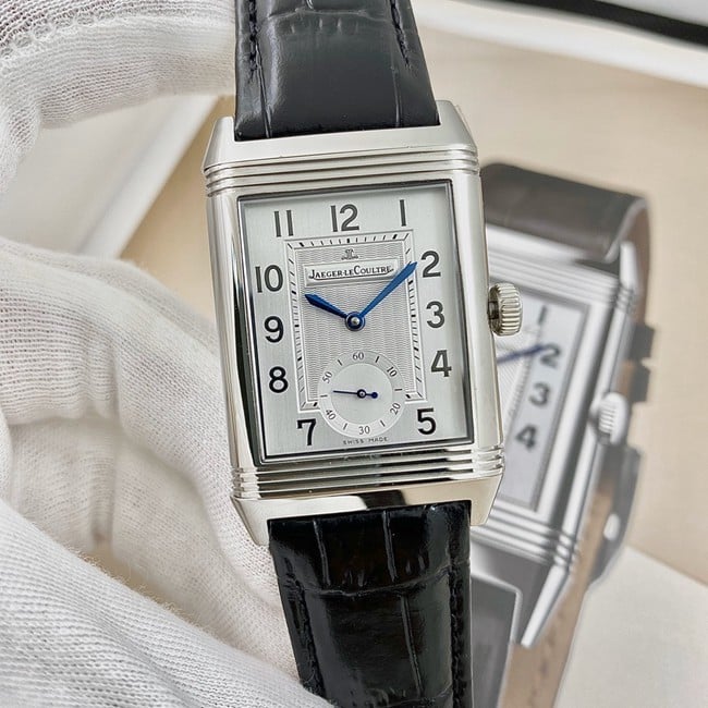 Top Super Clone Jaeger-LeCoultre Reverso Classic Large Duoface Men's Black Dial Flip Series Belt Watch
