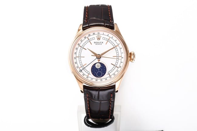 TWF Factory Rolex Cellini Series 50535 Moon Phase Men's White Plate Brown Band – Outstanding Top Super Clone