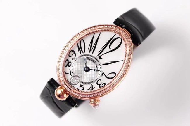 ZF Factorytop-tier Collectwatch Breguet ladies white dial black belt Queen of Naples series leather strap watch front view
