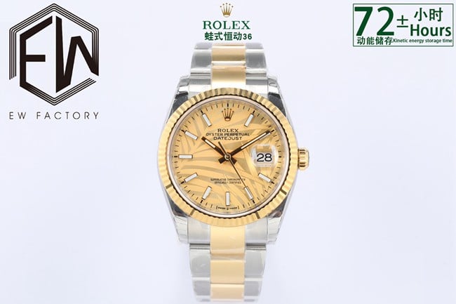 EW Factory Rolex Datejust 36 Reloj mecánico Oyster con disco dorado y banda dorada para hombre con nuevo calibre 3235