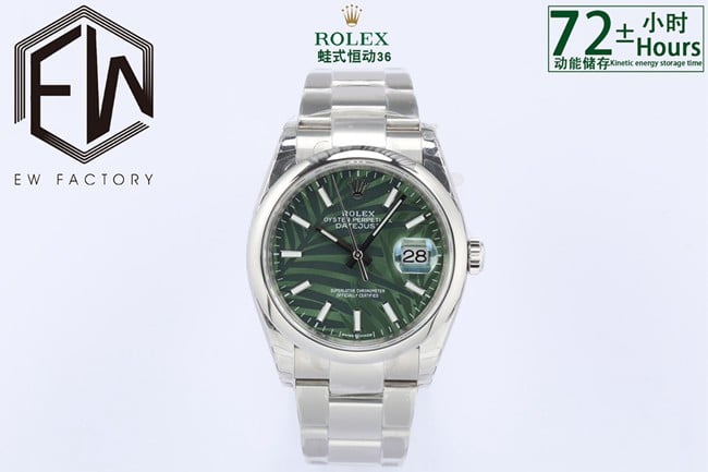 Top Super Clone EW Factory Rolex Datejust 36 Men's Green Dial Steel Band Automatic Watch