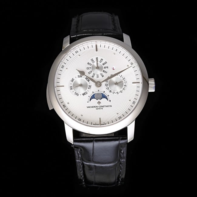 Premium Vacheron Constantin Men's White Dial Black Strap Loft Artisan Series Timepiece with Classic Beauty