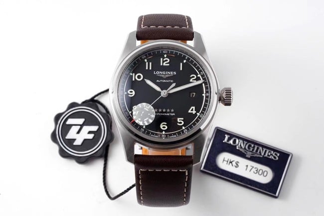 ZF Longines Pioneer Series Men's Automatic Watch with Blue Dial and Brown Leather Strap, Dachang Fine Imitation Craftsmanship