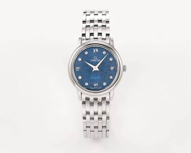 Reloj Omega fino de imitación KZ factory para mujer, placa azul, mariposa de acero, movimiento cal1376, clon definitivo